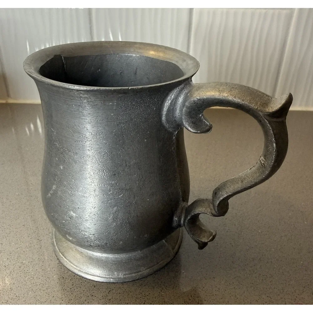 VTG Pewter Tankard Mug Marked Crowned ITR Shield Touchmark 4.5
